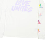 ADIDAS Womens White Love Unites Graphic T-Shirt S Long Sleeve Crew Neck