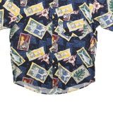 NATURAL ISSUE Mens Blue & Yellow Printed Cotton Blend Shirt M Casual Vacation