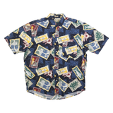 NATURAL ISSUE Mens Blue & Yellow Printed Cotton Blend Shirt M Casual Vacation