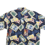 NATURAL ISSUE Mens Blue & Yellow Printed Cotton Blend Shirt M Casual Vacation