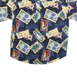 NATURAL ISSUE Mens Blue & Yellow Printed Cotton Blend Shirt M Casual Vacation