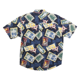 NATURAL ISSUE Mens Blue & Yellow Printed Cotton Blend Shirt M Casual Vacation
