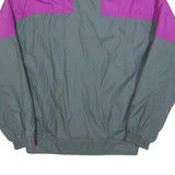 Mens Grey & Purple Classic Jacket L Polyester Blend Plain Zip Long Sleeve