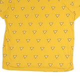 GUESS Mens Yellow Cotton Graphic T-Shirt XL Short Sleeve Crew Neck Logo All Over