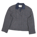INTERNATIONAL SCENE Womens Grey Check Wool Button Jacket L Tailored Classic