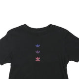 ADIDAS Womens Black Multi-Logo Modern T-Shirt UK 4 Short Sleeve Crew Neck