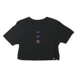 ADIDAS Womens Black Multi-Logo Modern T-Shirt UK 4 Short Sleeve Crew Neck