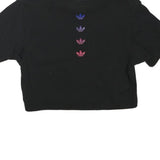 ADIDAS Womens Black Multi-Logo Modern T-Shirt UK 4 Short Sleeve Crew Neck