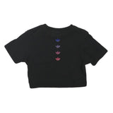 ADIDAS Womens Black Multi-Logo Modern T-Shirt UK 4 Short Sleeve Crew Neck