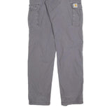 CARHARTT Mens Cotton Blend Grey Slim Cargo Trousers W29 L34 Workwear Durable