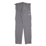 CARHARTT Mens Cotton Blend Grey Slim Cargo Trousers W29 L34 Workwear Durable