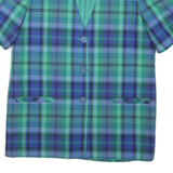 Womens Blue & Green Checked Coach Jacket L Polyester Blend Woven Short Sleeve