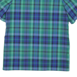 Womens Blue & Green Checked Coach Jacket L Polyester Blend Woven Short Sleeve