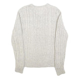 TOMMY HILFIGER Mens Cream Cable Knit Crew Neck Wool Blend Jumper S Classic