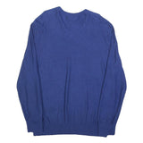 NAUTICA Mens Blue Plain V-Neck Basic Knit 2XL Cotton Blend Jumper Comfortable