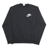 NIKE Mens Black Crew Neck M Sweatshirt Cotton Blend Pullover Casual