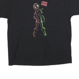 FRUIT OF THE LOOM Mens Black Graphic T-Shirt 2XL Short Sleeve Crew Neck Linking