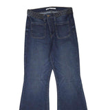 CELEBRITY PINK Womens Regular Fit Flared Denim Dark Wash Jeans W28 L32 Braided