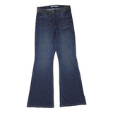 CELEBRITY PINK Womens Regular Fit Flared Denim Dark Wash Jeans W28 L32 Braided