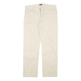 FRED PERRY Mens Cotton Blend Beige Regular Fit Straight Leg Trousers W34 L28