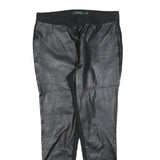 LAUREN RALPH LAUREN Womens Black Slim Leg Trousers W30 L27 Faux Leather Paneled
