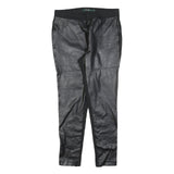LAUREN RALPH LAUREN Womens Black Slim Leg Trousers W30 L27 Faux Leather Paneled