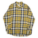 REDHEAD Mens Yellow & Navy Check Shirt XL Casual Cotton Blend Long Sleeve Button