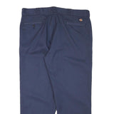 DICKIES Mens Navy Regular Fit Straight Leg Trousers W38 L28 Cotton Blend Zip