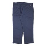 DICKIES Mens Navy Regular Fit Straight Leg Trousers W38 L28 Cotton Blend Zip