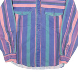 WRANGLER Womens Blue & Pink Striped Shirt M Cotton Blend Casual Long Sleeve