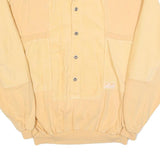 Mens Beige Cotton Blend Sweatshirt L Button Neck Casual Pullover Lightweight