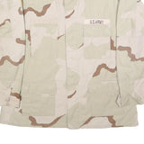 AMERICAN APPAREL Mens Beige & Brown Camouflage Military Button Jacket XL Cotton