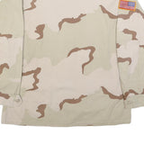 AMERICAN APPAREL Mens Beige & Brown Camouflage Military Button Jacket XL Cotton