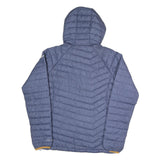 COLUMBIA Womens Blue Herringbone Puffer Jacket M Polyester Blend Hooded Zip