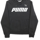 PUMA Boys Black Hoodie L Cotton Pullover Hooded Sweatshirt