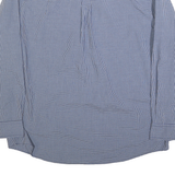 CHAPS Mens Blue & White Checked Shirt XL Cotton Blend Button-Down Collar Casual