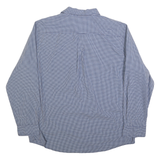 CHAPS Mens Blue & White Checked Shirt XL Cotton Blend Button-Down Collar Casual