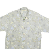 TOMMY BAHAMA Mens Beige & Blue Floral Print Shirt M Cotton Blend Relaxed Fit