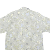 TOMMY BAHAMA Mens Beige & Blue Floral Print Shirt M Cotton Blend Relaxed Fit