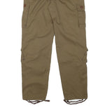 Womens Relaxed Fit Beige Cotton Blend Cargo Trousers W26 L29 Utility Style Zip