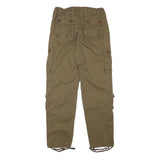 Womens Relaxed Fit Beige Cotton Blend Cargo Trousers W26 L29 Utility Style Zip