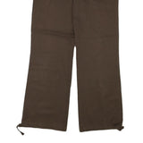ADIDAS Womens Cotton Blend Brown Relaxed Wide-Leg Trousers W32 L30 Drawstring