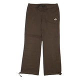 ADIDAS Womens Cotton Blend Brown Relaxed Wide-Leg Trousers W32 L30 Drawstring