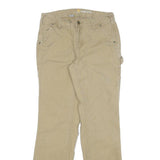 CARHARTT Womens Cotton Blend Beige Regular Fit Straight Leg Trousers W26 L29
