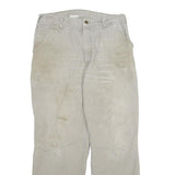 CARHARTT Mens Cotton Beige Regular Fit Straight Leg Trousers W36 L32 Durable