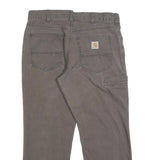 CARHARTT Mens Cotton Blend Brown Relaxed Straight Trousers W34 L25 Workwear