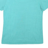 TOMMY HILFIGER Womens Aqua Plain Cotton Blend Jumper L Short Sleeve Round Neck