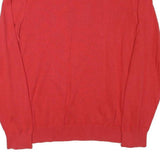 TOMMY HILFIGER Mens Red V-Neck Plain Jumper Cotton Blend M Classic Fit