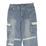 Mens Blue Cargo Regular Fit Cotton Blend Zip Denim Jeans W34 L25 Workwear