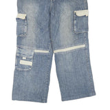 Mens Blue Cargo Regular Fit Cotton Blend Zip Denim Jeans W34 L25 Workwear